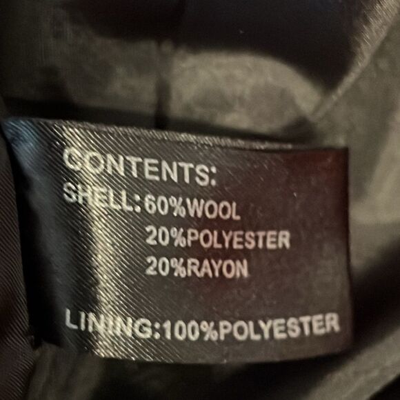 Giacca Red Wool Blend Double Breasted Pea Coat Size M - Picture 13 of 13